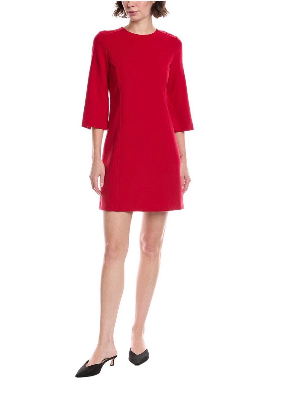 Alice + Olivia Red Mini Shift Dress with Three-Quarter Sleeves